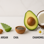 7 oils elixir almond, argan, aloe vera, chia, avocado, chamomile, and coconut oils